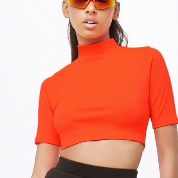 orange neon crop top